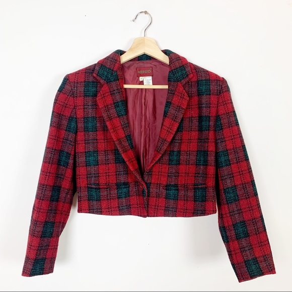 Kenzo Jackets & Blazers - KENZO Paris Vintage Designer Cropped Plaid Blazer